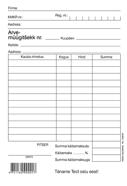 Isekopeeruv arve-müügitšekk – Sulemees