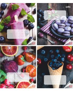 Exercise book 12 sheets, grid, berries