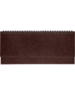 Lauakalender Classic LUX kaas (kunstnahk), reklaamriba (PRUUN)
