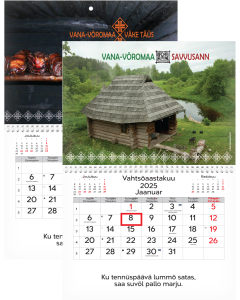 Seinakalender UNO, võru-eestikeelne, avatuna 297x425mm, kõik pildid
