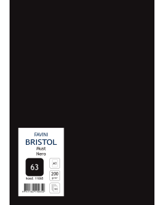 Kartong Bristol 64x90cm/200gr, must (63), 10 lehte pakis