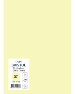 Kartong Bristol A4 200 g, helekollane (07), 20 lehte pakis
