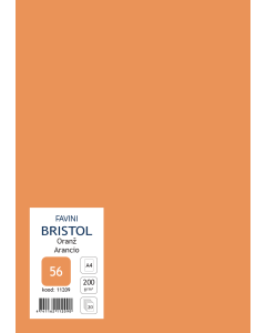 Cardboard Bristol A4 200 g, orange (56), 20 sheets