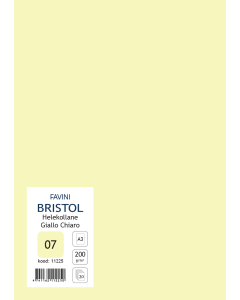 Kartong Bristol A3 200 g, helekollane (07), 20 lehte pakis