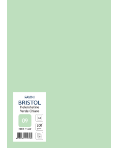 Kartong Bristol A3 200 g, heleroheline (09), 20 lehte pakis