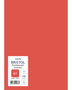Cardboard Bristol A3 200 g, coral red (61), 20 sheets