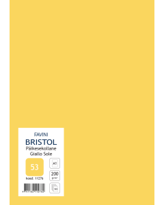 Kartong Bristol 60,5x85cm/200gr, päikesekollane (53), 10 lehte pakis