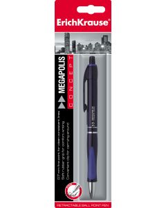 Ballpoint pen retractable MEGAPOLIS Concept 0.7, in hang hole pack, blue