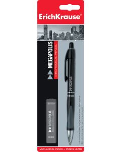 Mechanical pencil MEGAPOLIS 0.5 mm + leads, body black, in hang hole pack