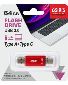 Mälupulk Osiris 3.0 64GB, Type A+Type C, riputuspakis