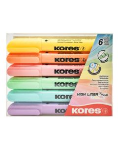 Tekstimarkeri komplekt KORES High Liner Plus Pastel, 6 värvi riputuspakis