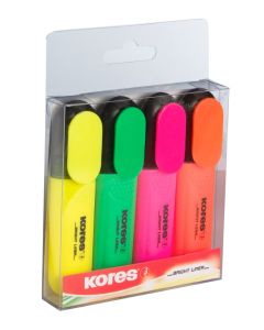Text highlighter set KORES Bright Liner Plus, 4 colours in hang hole pack