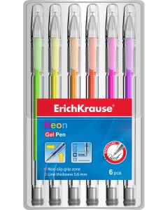 Gel pen Neon, 6 colour in hang hole packing