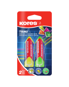 Eraser KORES Trino Neon, 2pcs in hang hole pack