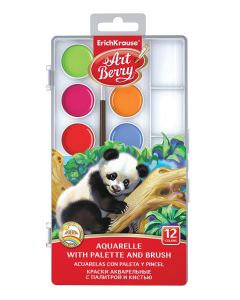 Akvarellvärvid 12 värvi ArtBerry UV kindel, paleti ja pintsliga (61363)