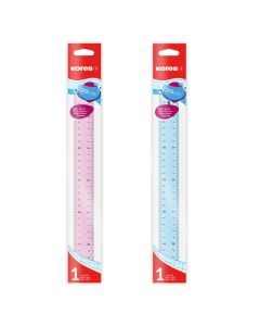 Ruler 30 cm KORES pink ori blue in hang hole pack