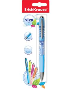 Ballpoint pen retractable VIVO in hang hole pack, blue