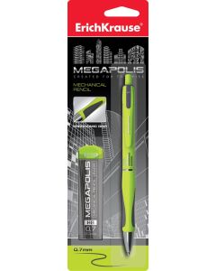 Mechanical pencil MEGAPOLIS 0.7 mm + leads, body yellow, in hang hole pack