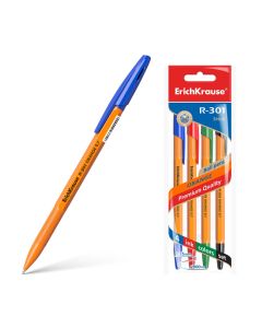 Ballpoint pen R-301 Orange Stick 0.7, 4 different colours in hang hole pack