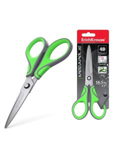 Scissors 16,5 cm MEGAPOLIS green in hang hole pack