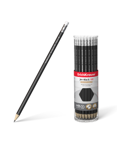 Harilik pliiats kuuskant kummiga JET BLACK HB (42)