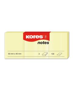 Sticky notes KORES 40x50mm yellow 100 sheets