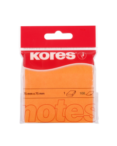Sticky notes KORES 75x75mm neonorange, 100 sheets, in hang hole pack