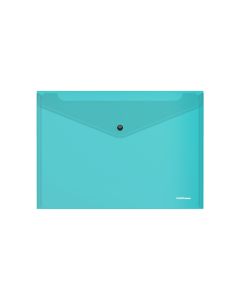 Plastic envelope with button A4 Glossy Vivid transparent, turquoise