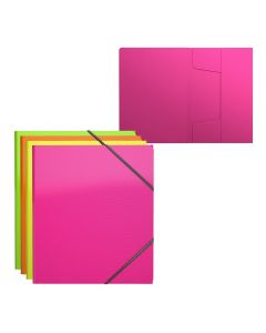 Plastic map with elastic band A5+ GLANCE NEON, 4 colours, 19,5x22cm