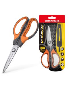 Scissors 16,5 cm PROTECTOR, 3D sharpening, orange-black