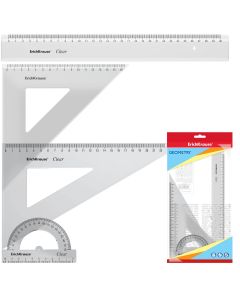 Joonlaua komplekt CLEAR, joonlaud, 2 kolmnurka, mall, riputuspakis
