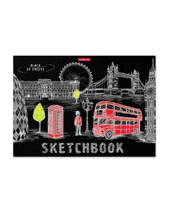 Sketch book glued A4/120g GREAT BRITAIN, 30 black sheets