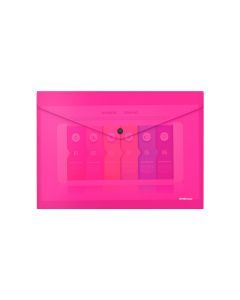 Plastic envelope with button A4 Glossy Neon, opaque pink