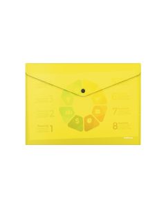 Plastic envelope with button A4 Glossy Neon, opaque yellow