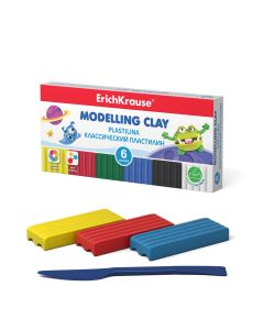 Plasticine 6 colours Monsters, 90g + modelling tool