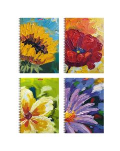 Spiral exercise book A4 80 sheets grid FLOWERS, plastic cover