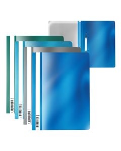 Plastic flat file A4 Glossy Ice metalic, 4 colours assorted