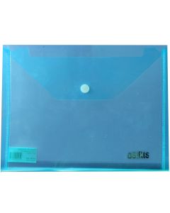 Plastic envelope with button A4 Osiris, diagonaal blue