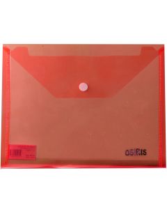 Plastic envelope with button A4 Osiris, diagonaal red