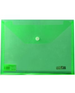 Plastic envelope with button A4 Osiris, diagonaal green