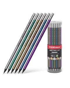Harilik pliiats ümar kummiga puiduvaba Metallic HB (42)