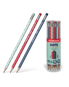 Harilik pliiats kolmnurkne kummiga Dots HB 42tk plasttopsis