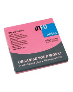 Sticky notes Infonotes 75x75mm neonpink, 80 sheets