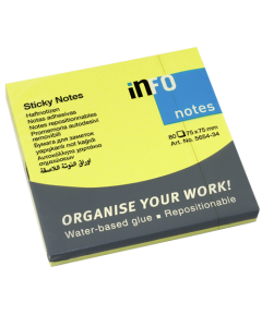 Sticky notes Infonotes 75x75mm neonyellow, 80 sheets