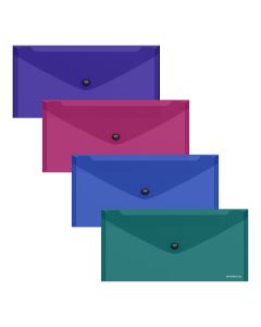 Plastic envelope with button C65 Travel Glossy Vivid, semitransparent, assorted