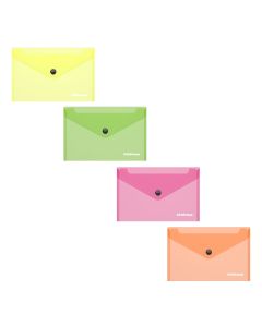 Plastic envelope with button C6 Fizzy Neon, semitransparent, assorted