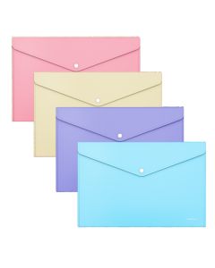 Plastic envelope with button B5 Glossy Pastel, opaque, assorted