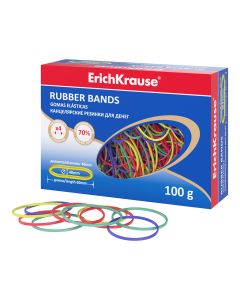 Rubber band 40mm, coloured assorted, 100g in box