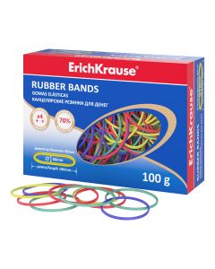 Rubber band 60mm, coloured assorted, 100g in box