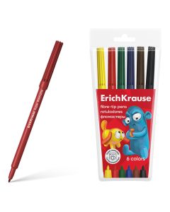 Felt-tip pens 6 colors Jolly Friends, hanging PVC pouch
